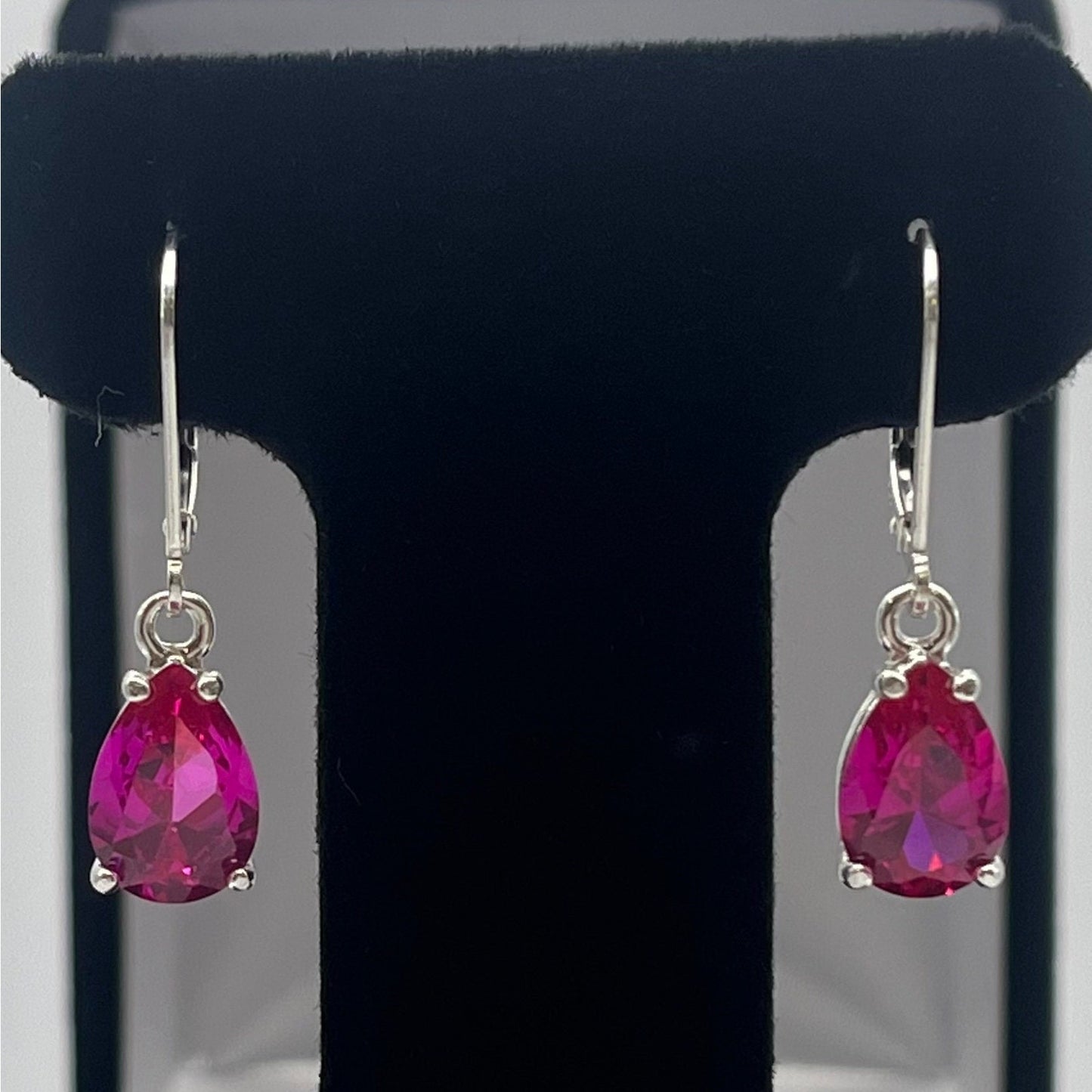 5ctw Pear Cut Bright Pink Sapphire Earrings