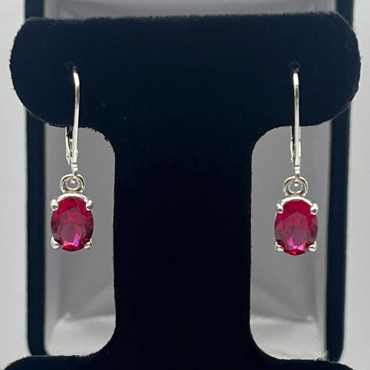 Beautiful 3ctw Oval Cut Ruby Sterling Silver Drop Dangle Earrings Leverback Fine Jewelry Emerald Cut Ruby Earrings Jewelry Trends