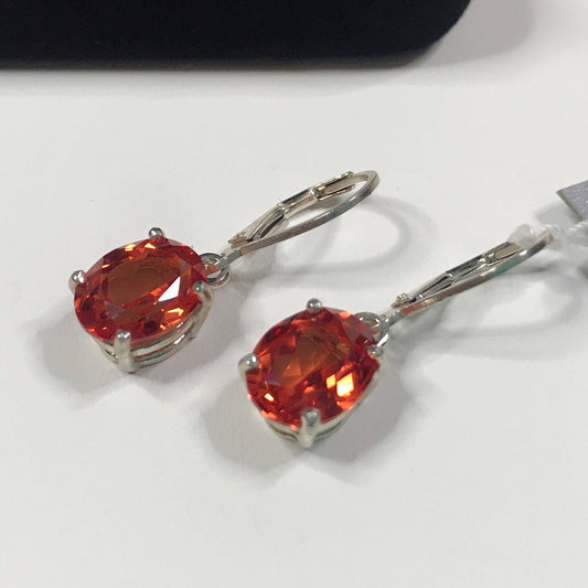 Beautiful 6.5ctw Oval Cut Orange Padparadscha Sapphire Earrings