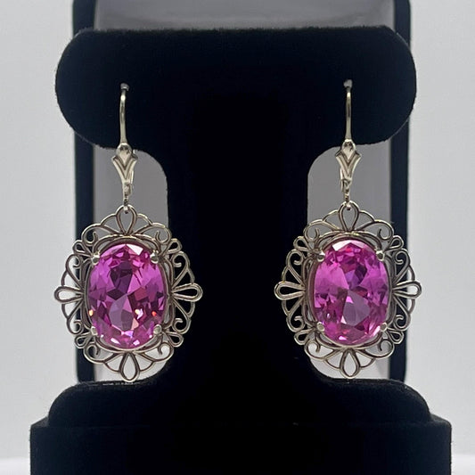 Gorgeous 12ctw Oval Cut Pink Sapphire Earrings