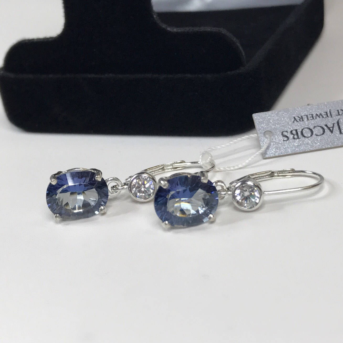 GORGEOUS 8ctw Iolite Quartz & White Sapphire Earrings in Sterling Silver Blue Iolite Earrings