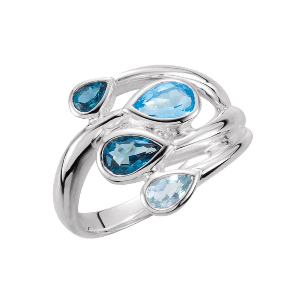 BEAUTIFUL 1.5ct Genuine Swiss Blue Sky Blue & London Topaz Ring Size 7