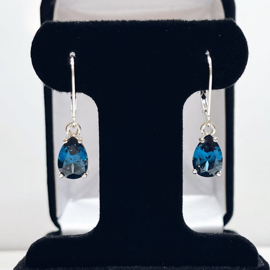 BEAUTIFUL 4ctw Pear Cut London Blue Spinel Earrings December Birthstone Jewelry Gift