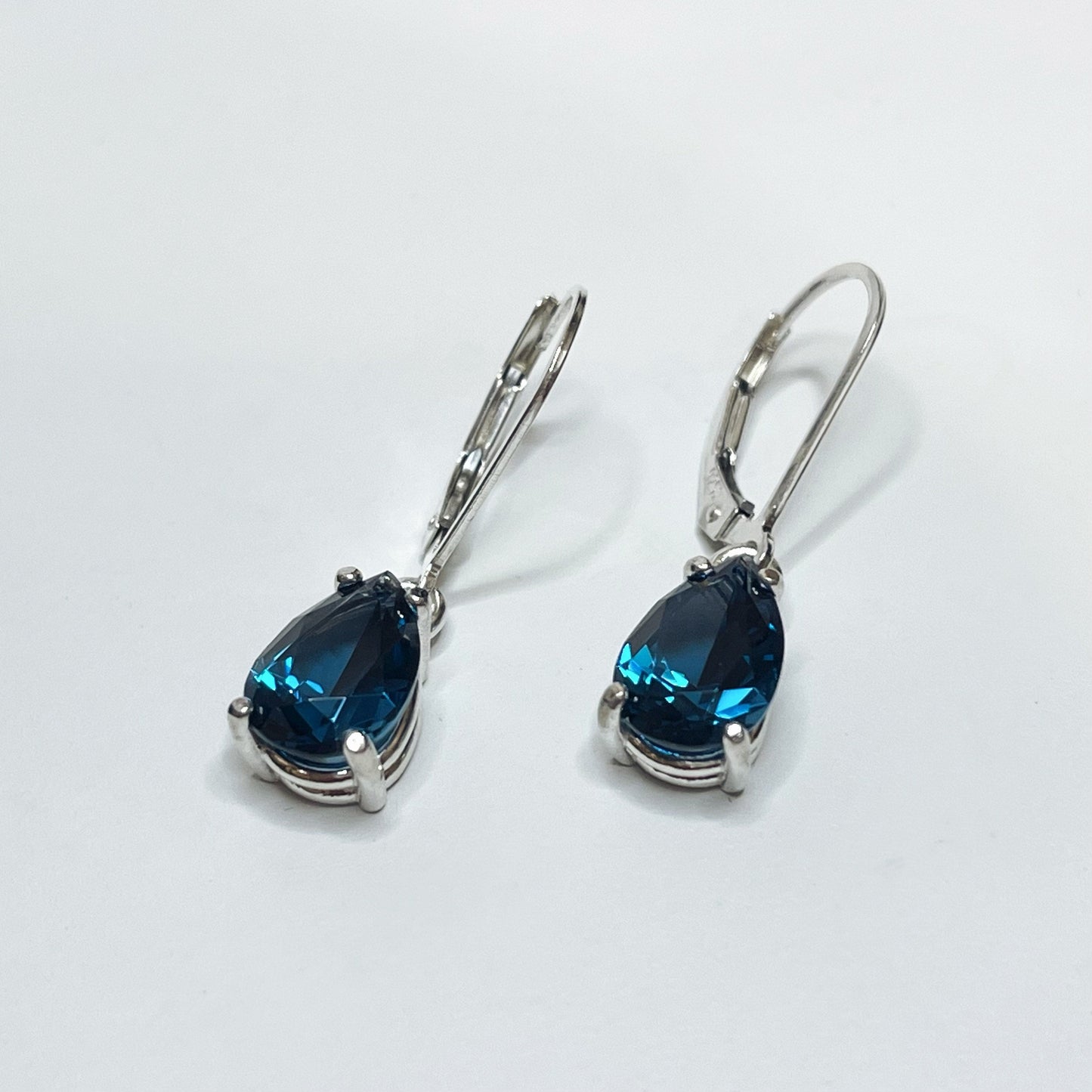 BEAUTIFUL 4ctw Pear Cut London Blue Spinel Earrings December Birthstone Jewelry Gift