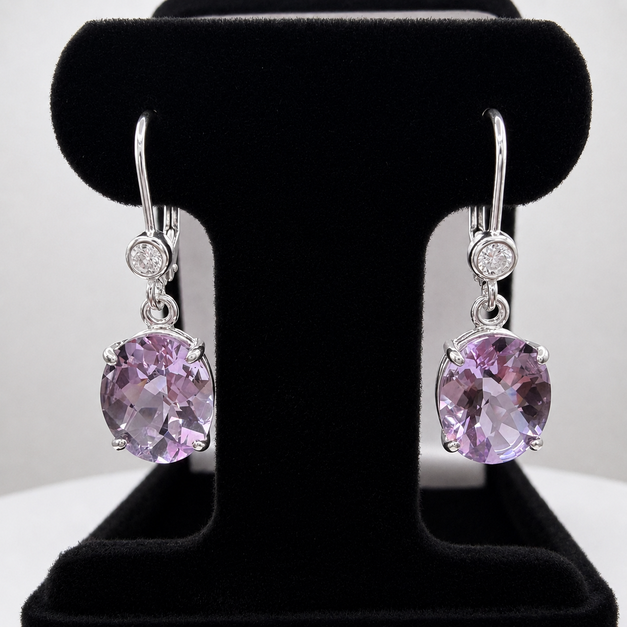8ctw Rose de France Amethyst Earrings | Oval Cut Lavender Amethyst Dangle Earrings