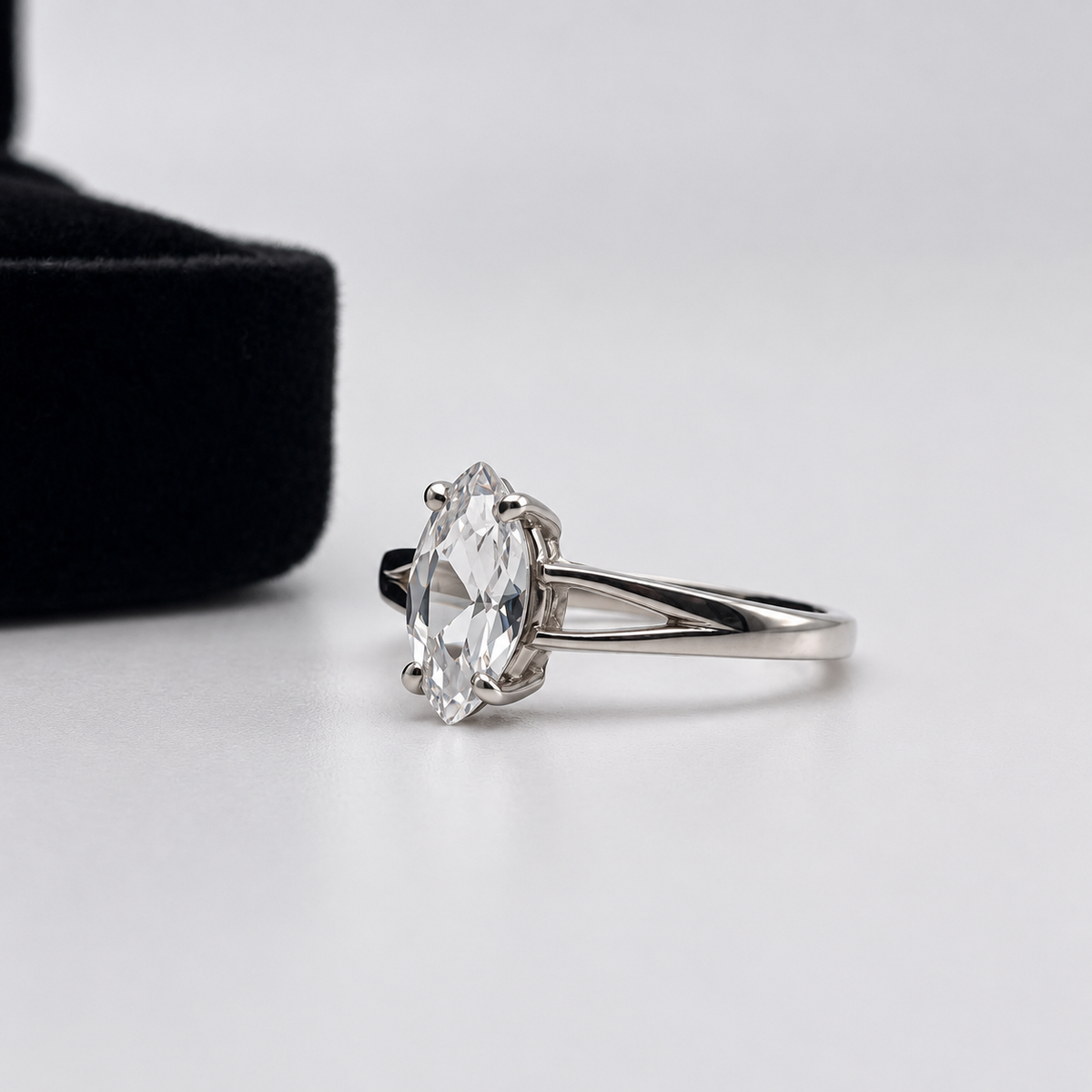 1.25ct Marquise White Sapphire Engagement Ring