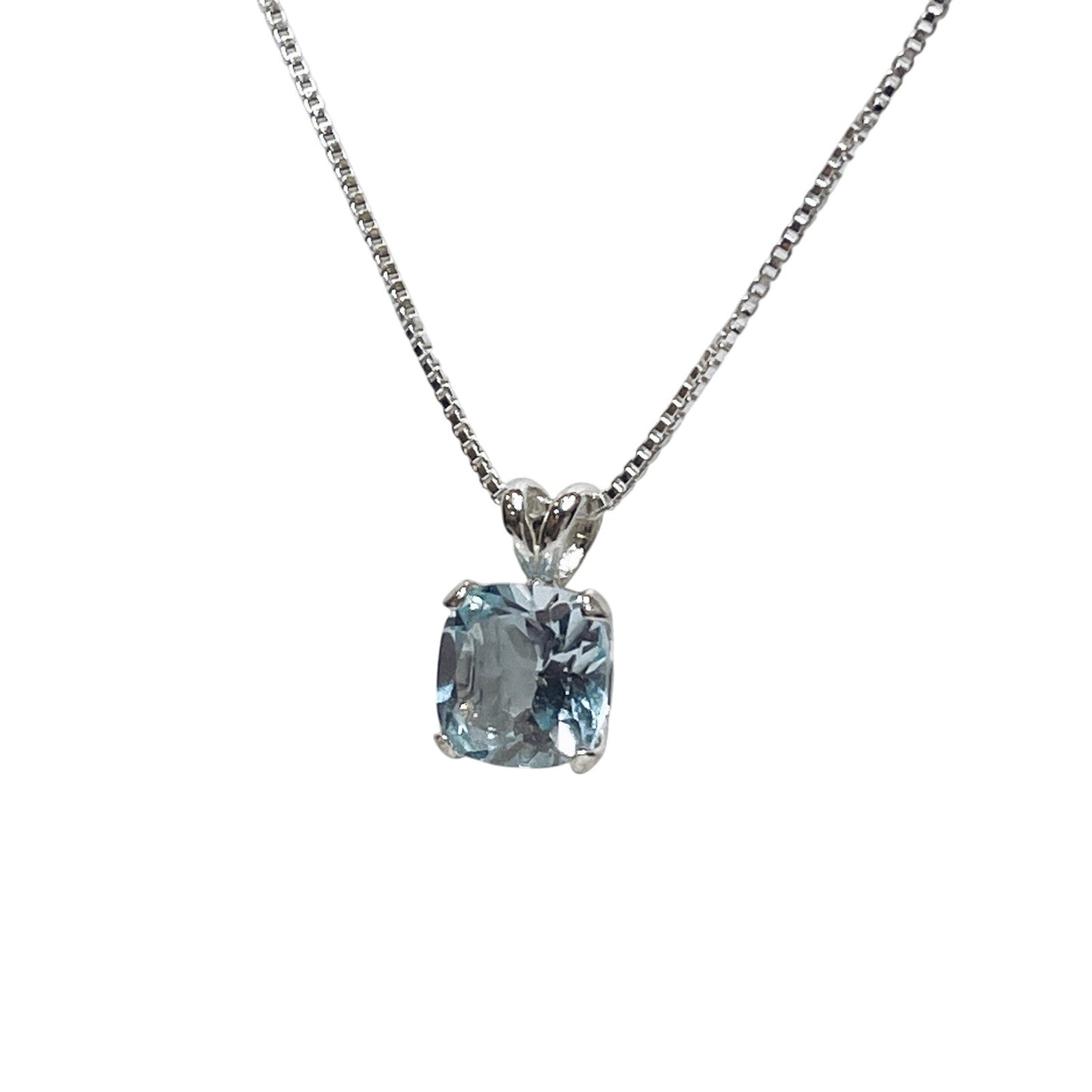 BEAUTIFUL 2.5ct Natural Sky Blue Topaz Necklace 16” 18” Cushion Cut Topaz Jewelry Gift Something Blue Ice Birthstone