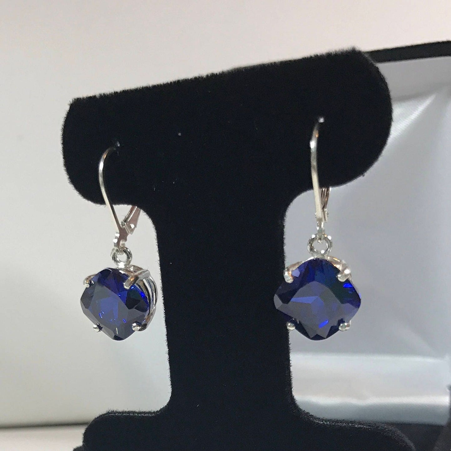 GORGEOUS 10ctw Cushion Cut Sapphire Earrings in Sterling Silver