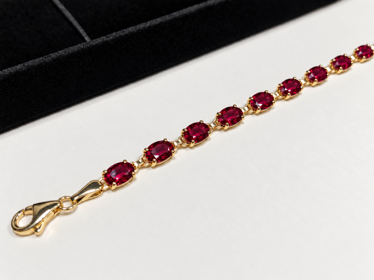 7ctw Oval Cut Ruby Tennis Bracelet