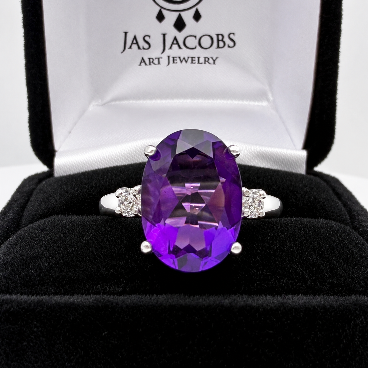 6ct Royal Purple Amethyst & White Sapphire Statement Ring