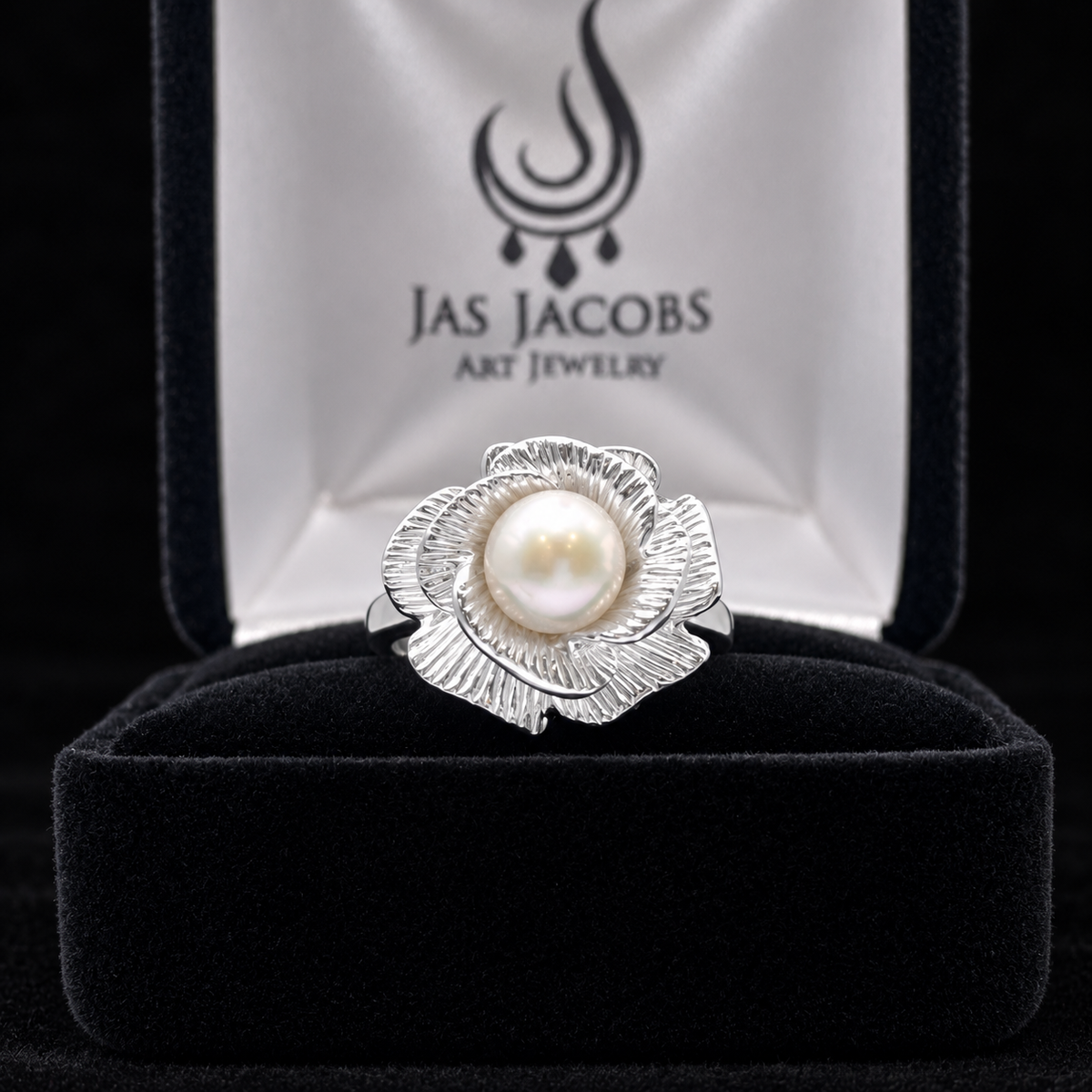 Freshwater Pearl Sculptural Floral Ring in Sterling Silver