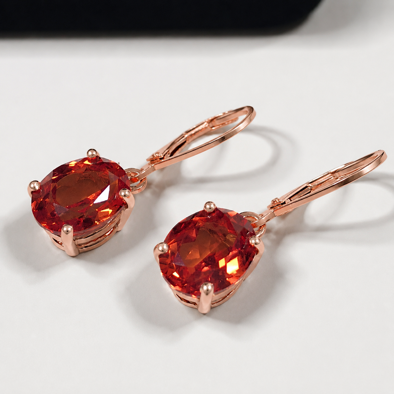 6ctw Oval Cut Orange Padparadscha Sapphire Leverback Earrings