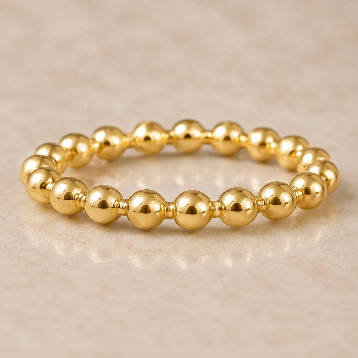 12k/20 Yellow Gold Filled 3mm Stackable Ring – Water Resistant Dainty Gold Bead Design Ring | Minimalist Everyday Jewelry