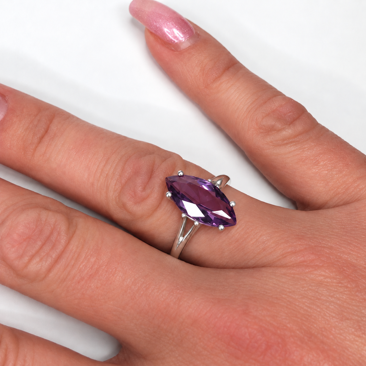 3ct Marquise Cut Amethyst Statement Ring