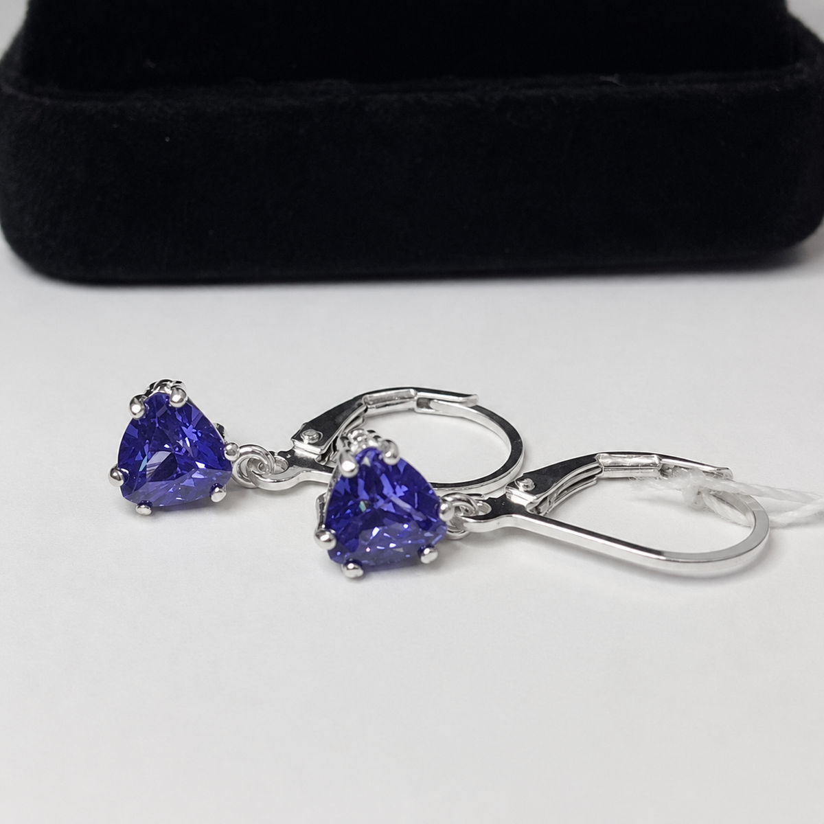 2.5ctw Trillion Cut Tanzanite Earrings in Sterling Silver