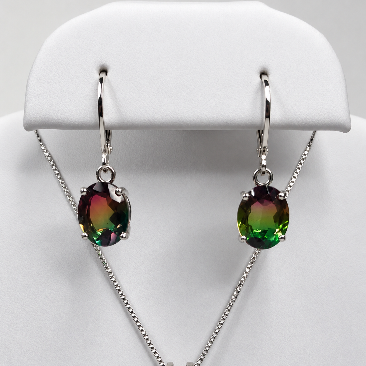 6ctw Watermelon Tourmaline-Look Quartz Doublet Earrings