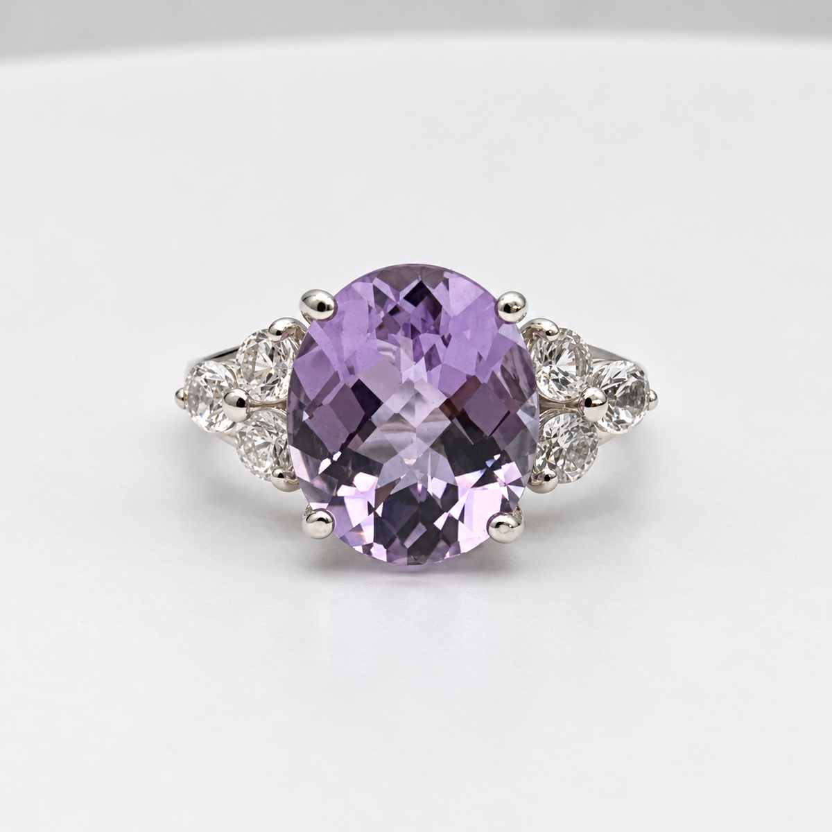 Rose de France Amethyst Ring with White Sapphire Accents