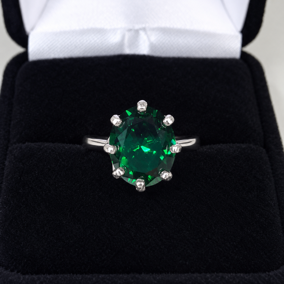 5ct Oval Simulated Emerald Statement Ring – Art Deco Inspired