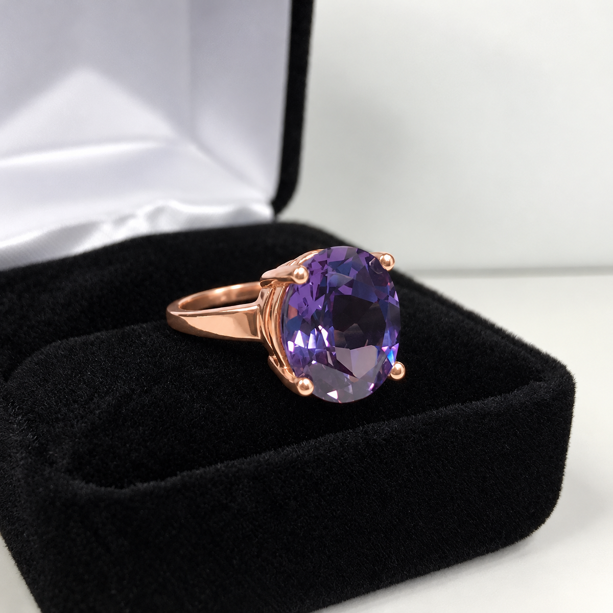 5ct Oval Color Change Alexandrite Sapphire Solitaire Ring