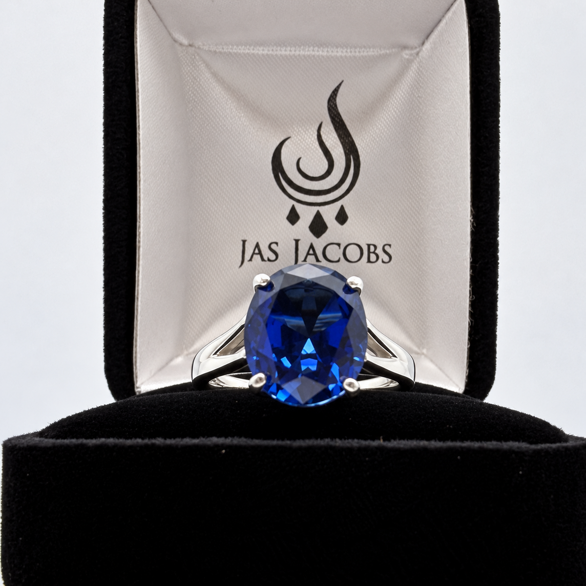 5ct Oval Cut Blue Sapphire Split Shank Ring