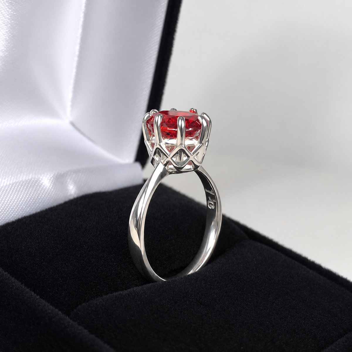 3ct Oval Cut Padparadscha Sapphire Solitaire Ring