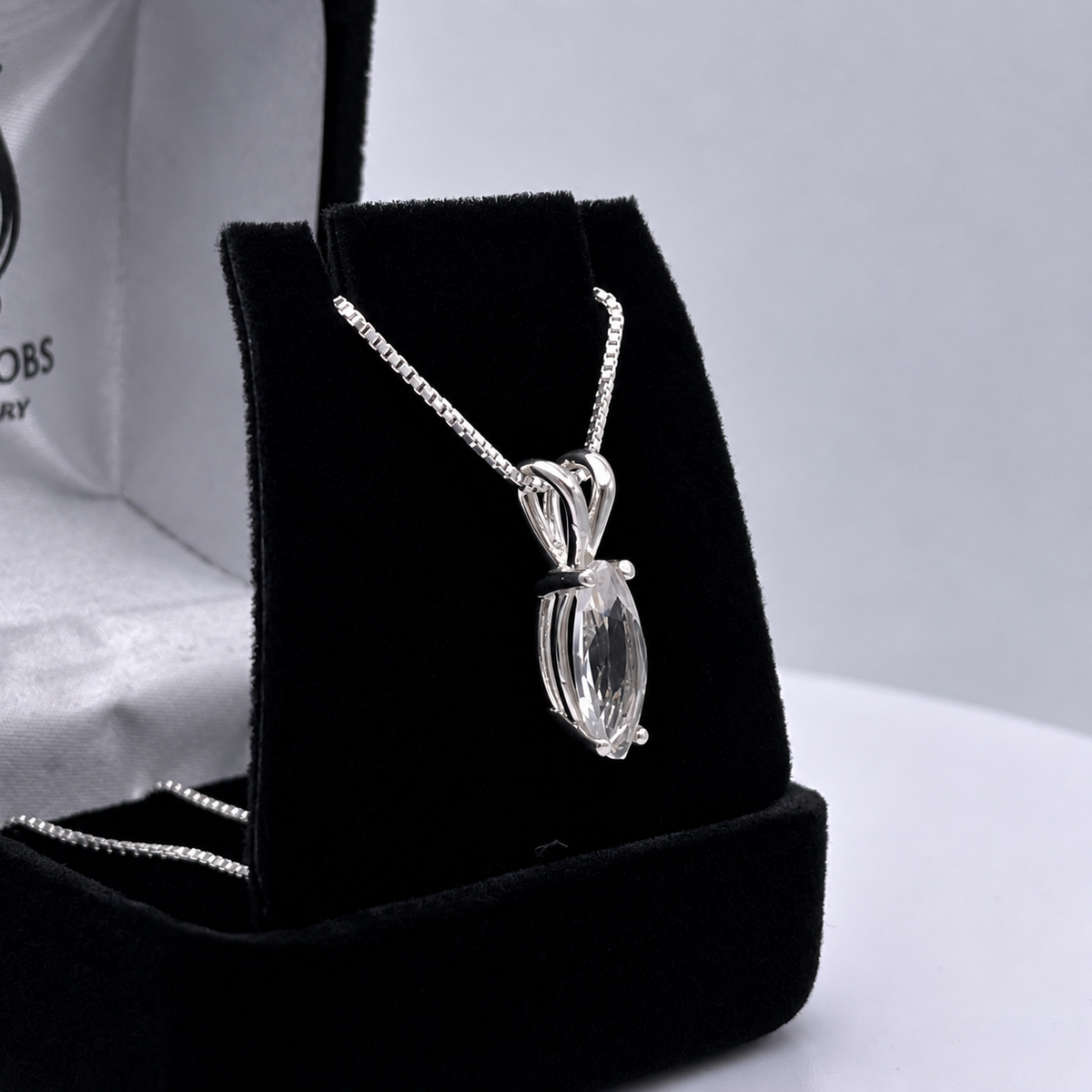 1.75ct Marquise White Sapphire Solitaire Pendant