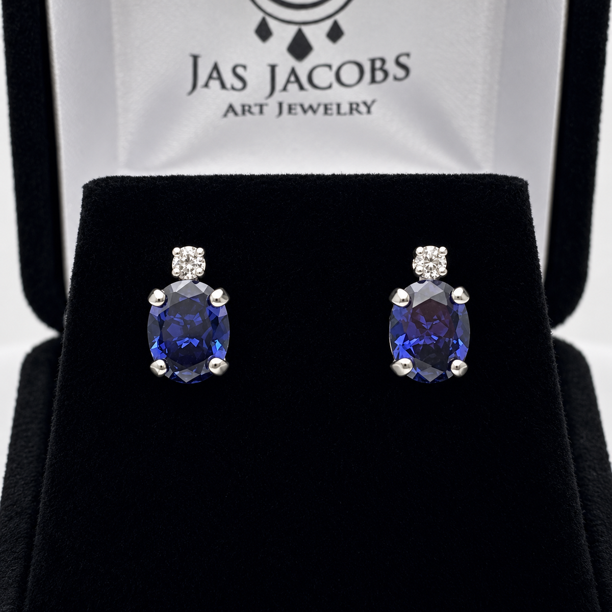 2.3ctw Oval Tanzanite & White Sapphire Stud Earrings