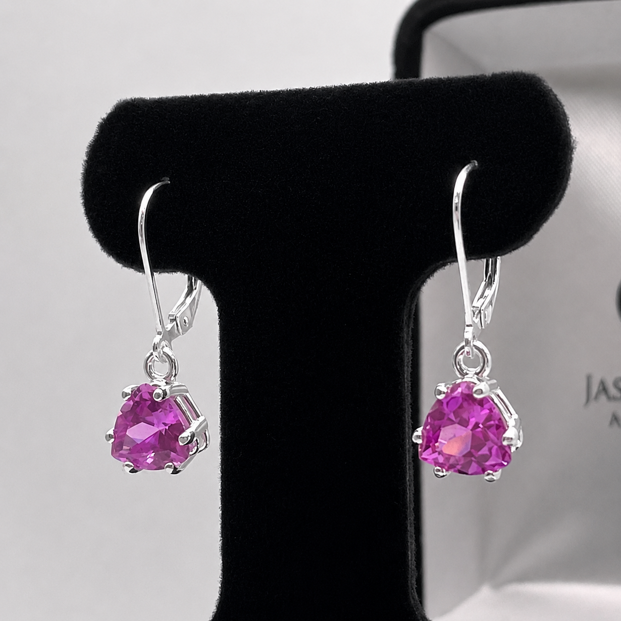 4.5 CTW Trillion Cut Pink Sapphire Drop Earrings