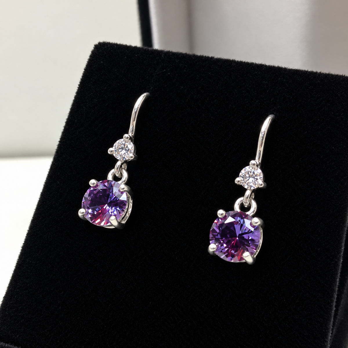3.1ctw Color Change Alexandrite & White Sapphire Earrings