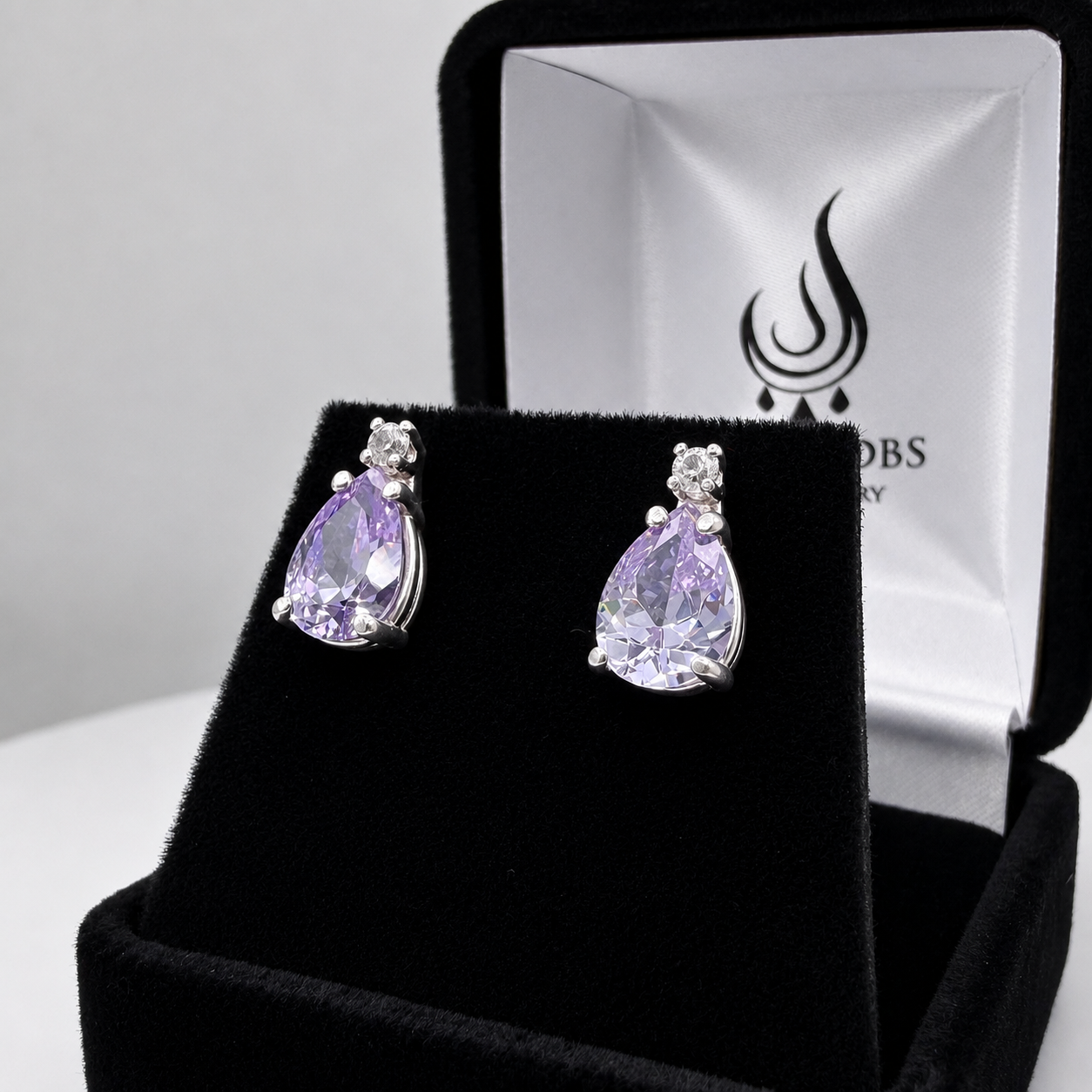 11ctw Pear Cut Lavender Cubic Zirconia Jewelry Set | White Sapphire Accents