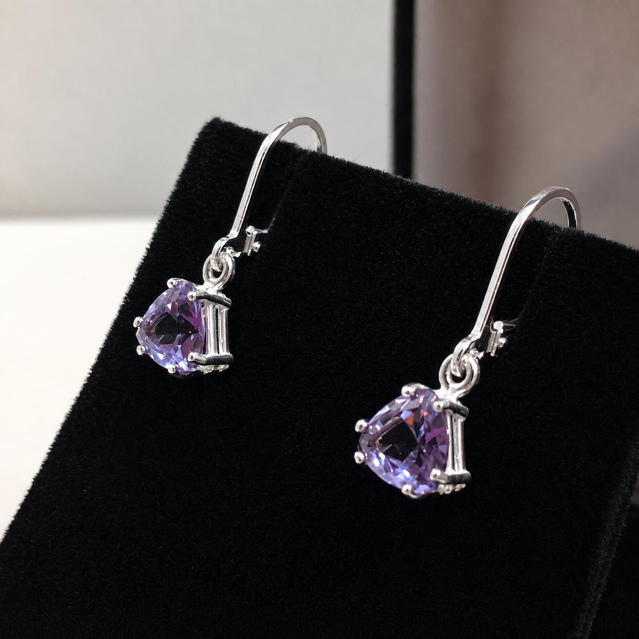 2.6 CTW Trillion Cut Alexandrite Earrings