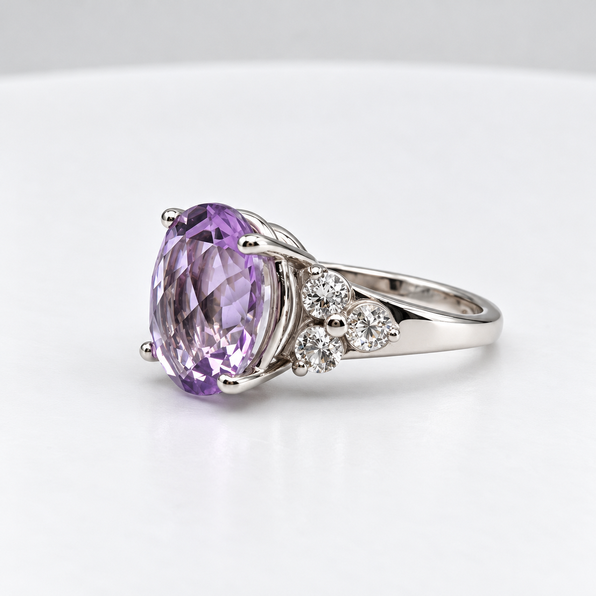 Rose de France Amethyst Ring with White Sapphire Accents