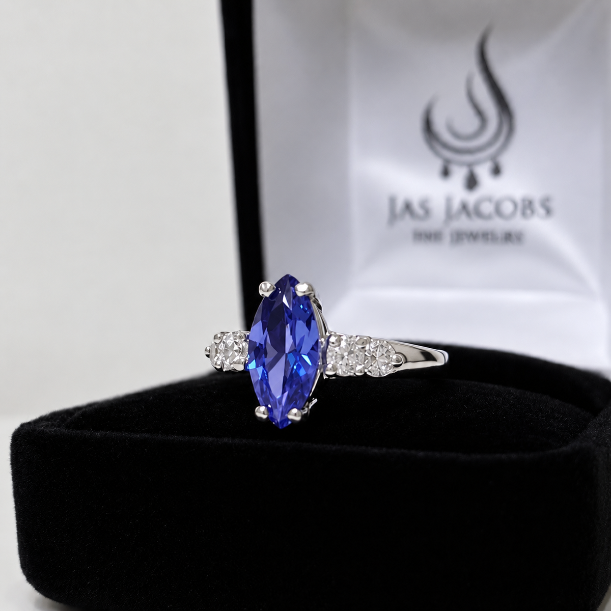 2.5ctw Marquise Tanzanite & White Sapphire Ring