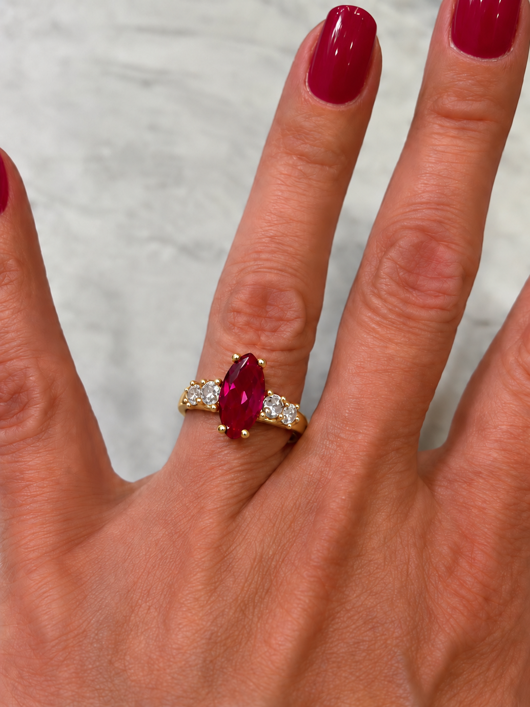2.5ctw Marquise Cut Ruby & Diamond Ring