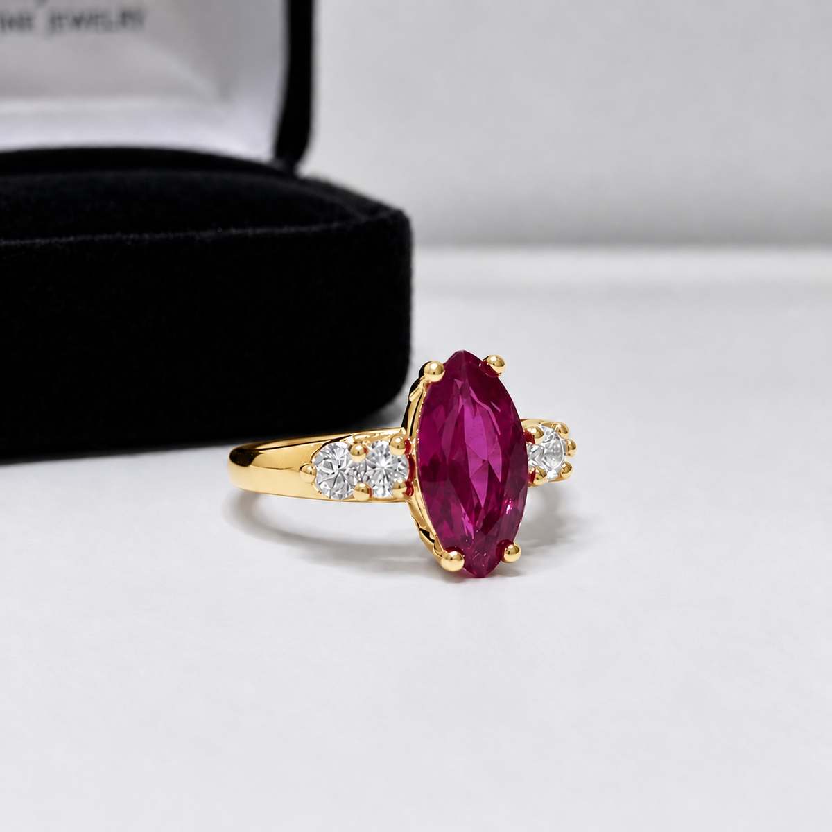 2.5ctw Marquise Cut Ruby & Diamond Ring