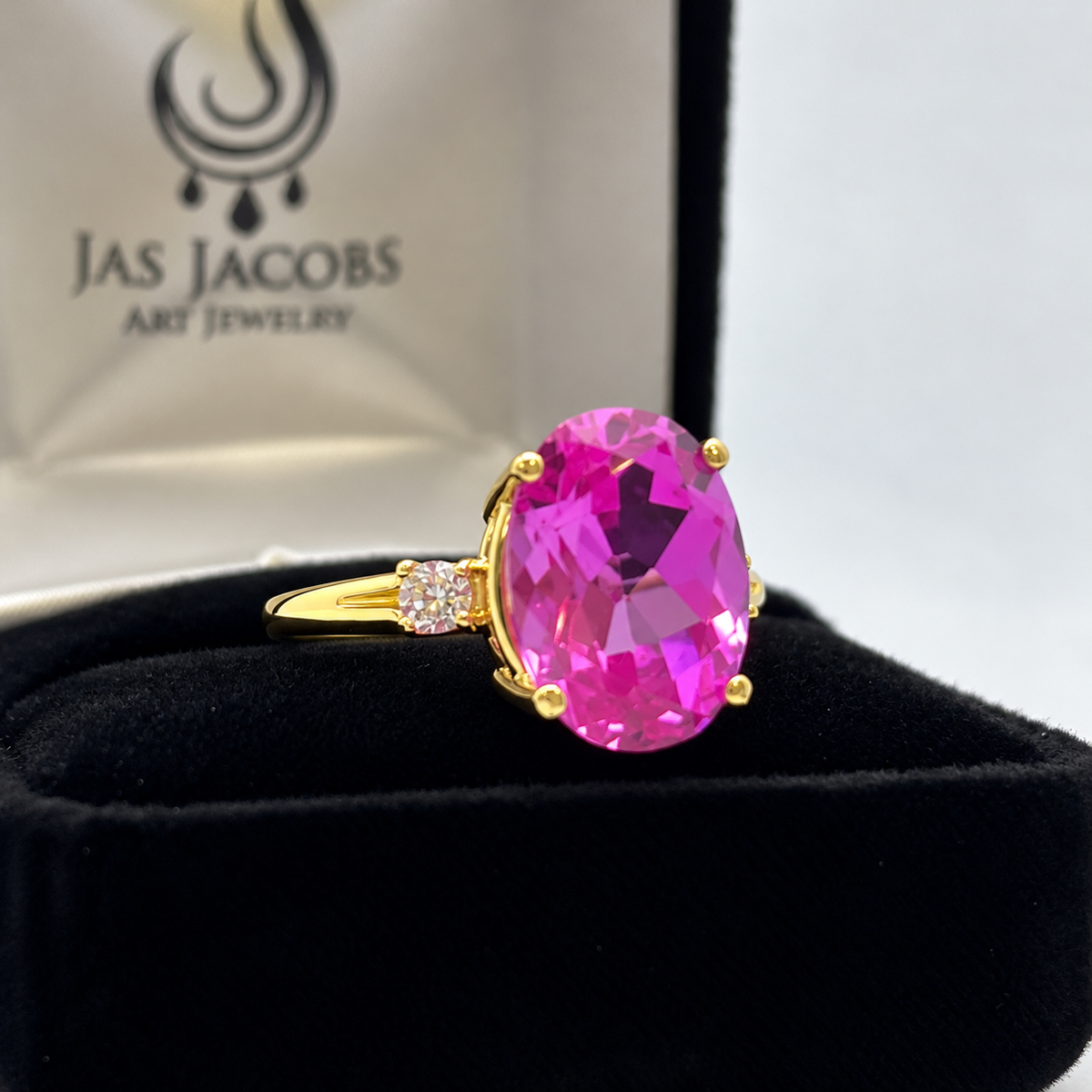 7.26ctw Oval Pink Sapphire & White Sapphire Ring