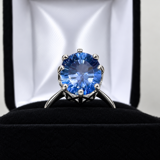 4.5ct Oval Blue Iolite Quartz Ring with Woven Crown Setting