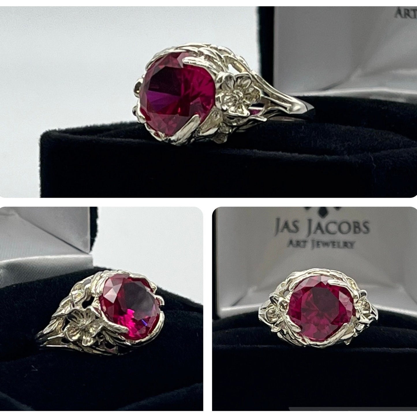Gorgeous 4ct Lab Grown Ruby Sculptural Ring Size 7