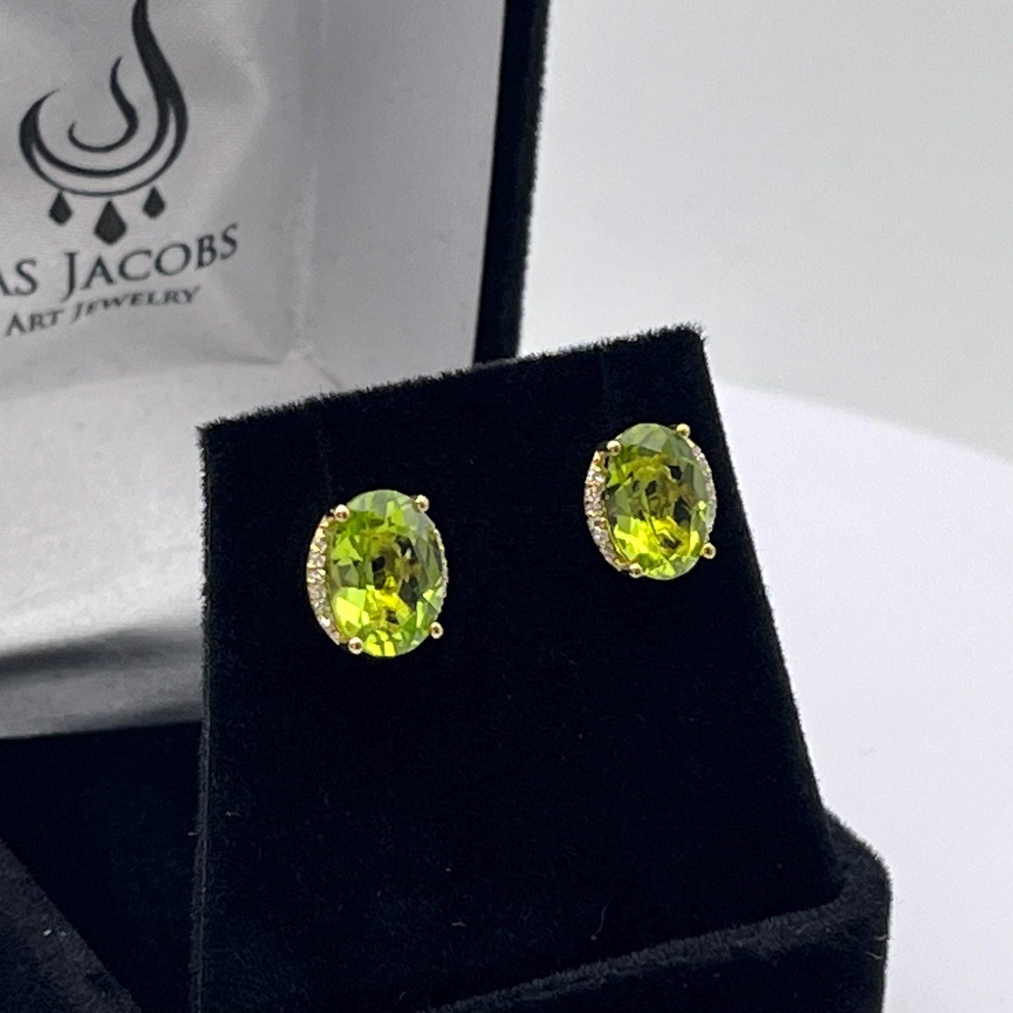Beautiful 4ctw Natural Diamond and Peridot Earrings in 10k Yellow Gold