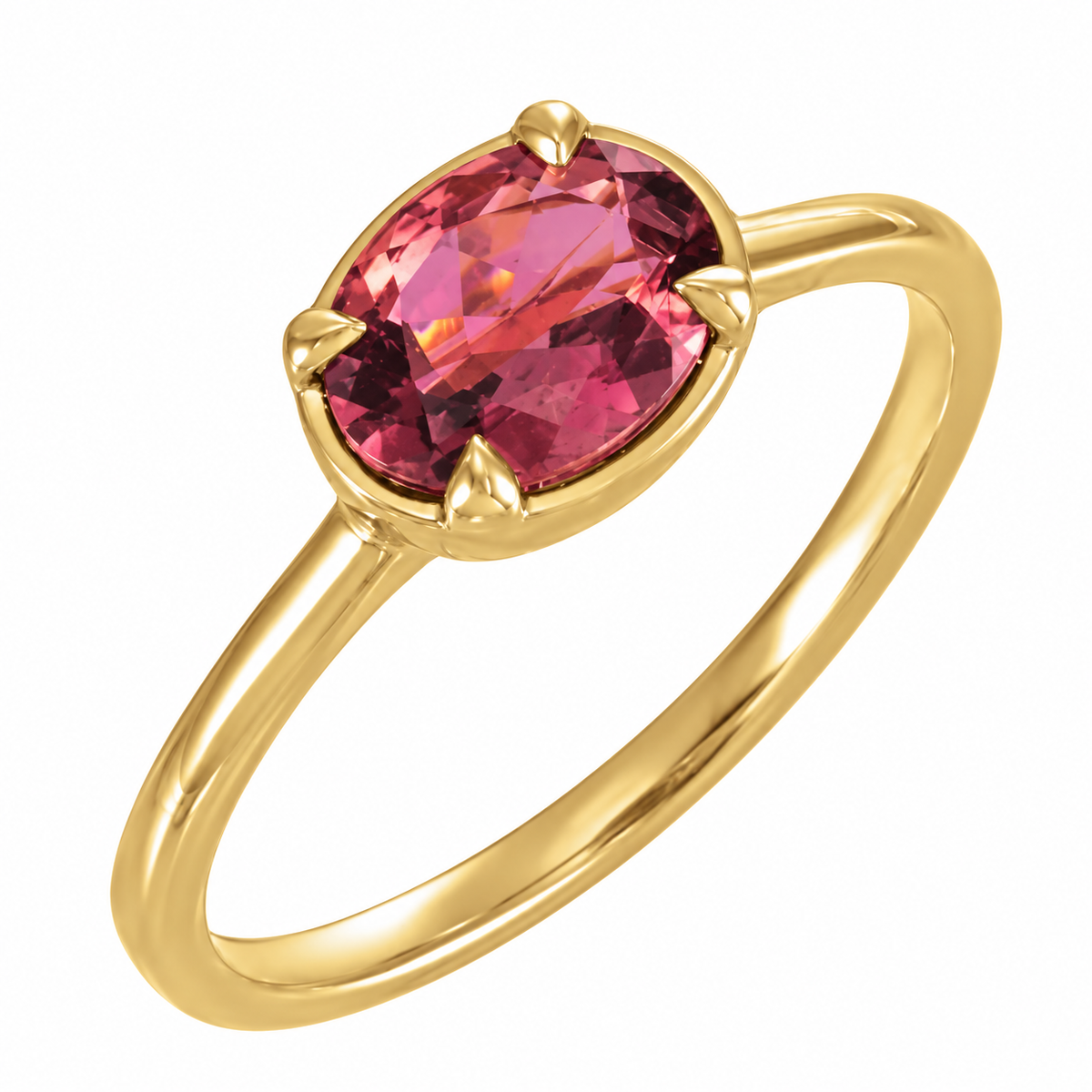 1.3ct Oval Cut Pink Tourmaline Solitaire Ring