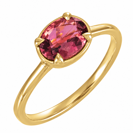 1.3ct Oval Cut Pink Tourmaline Solitaire Ring