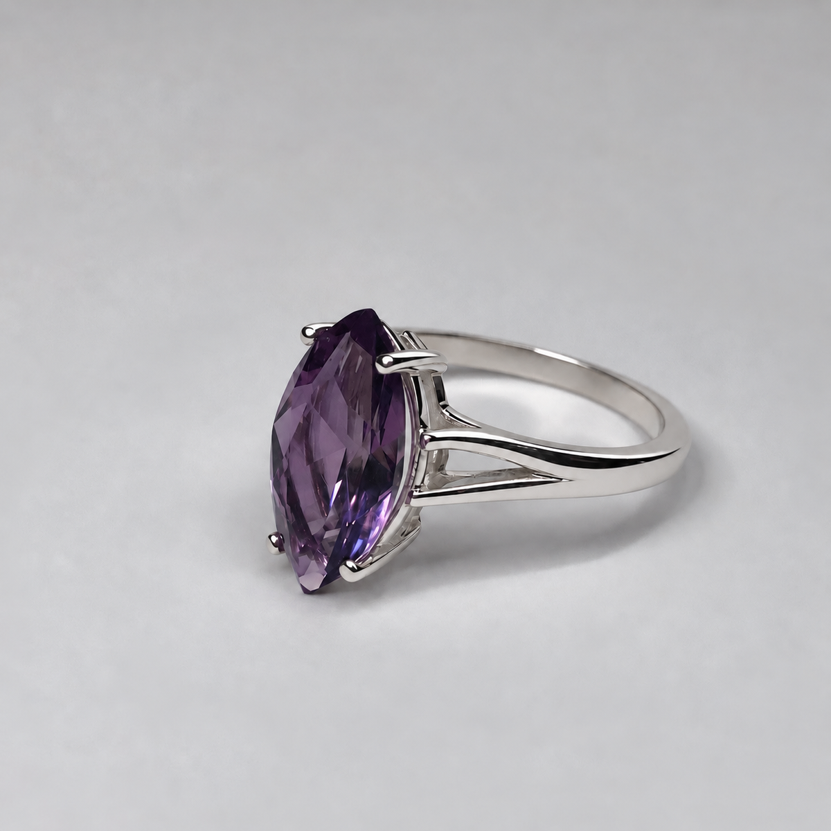 3ct Marquise Cut Amethyst Statement Ring