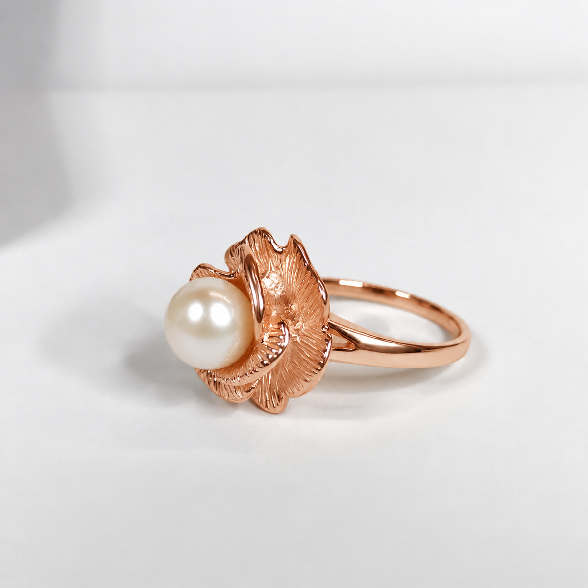 Genuine Akoya Pearl Sculptural Floral Ring