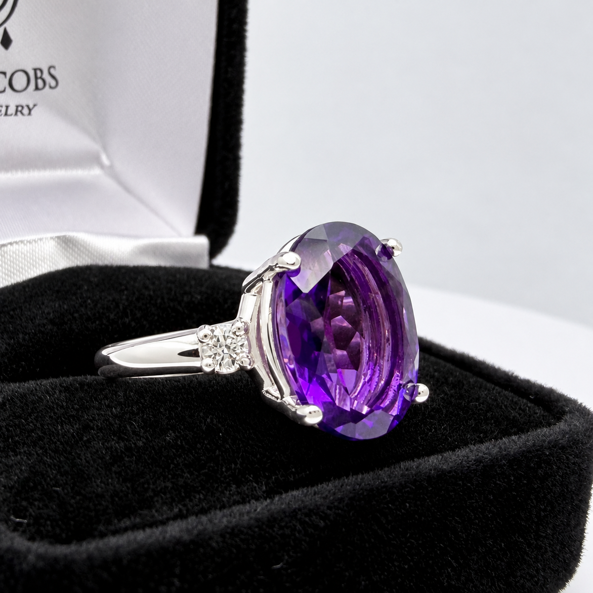 6ct Royal Purple Amethyst & White Sapphire Statement Ring
