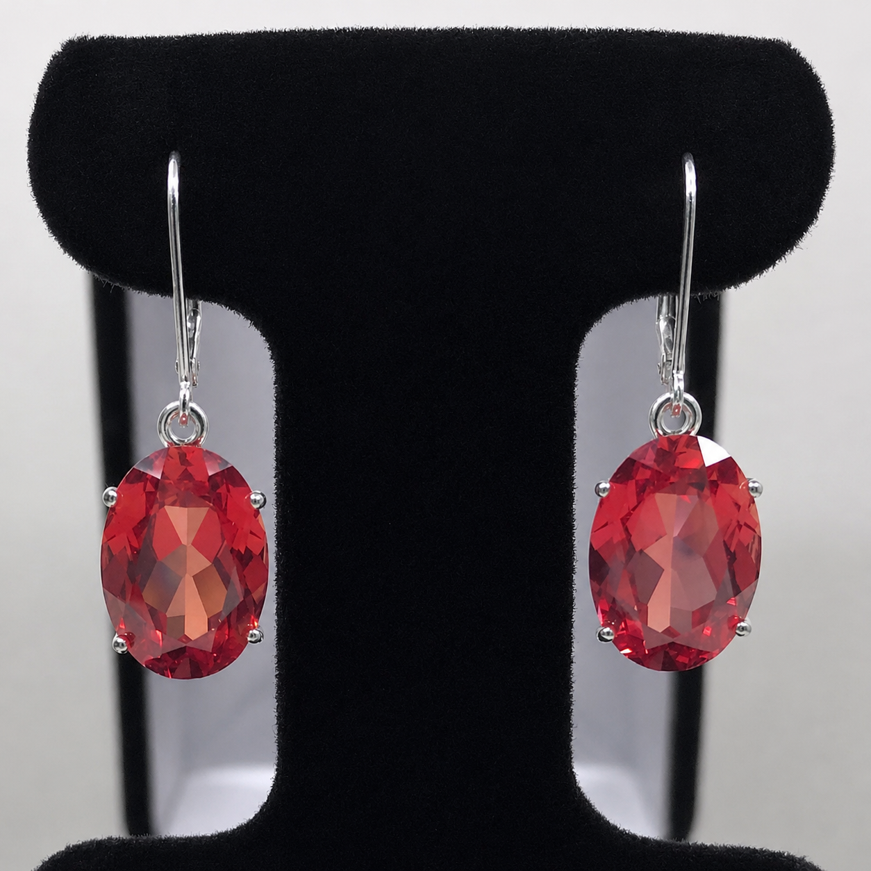 16ctw Oval Cut Padparadscha Sapphire Earrings | Orange Gemstone Dangle Earrings