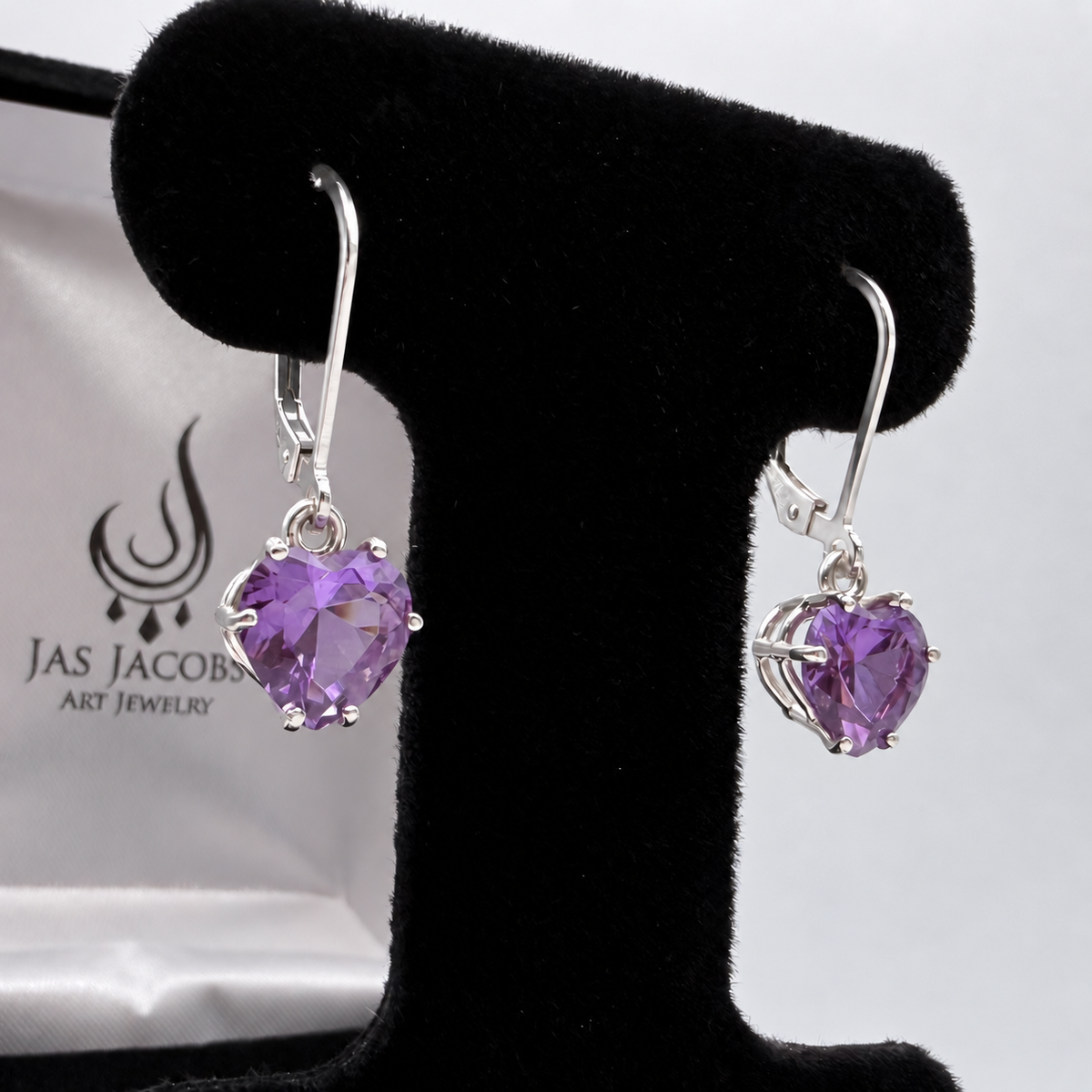 4ctw Heart Cut Color Change Alexandrite Sapphire Earrings