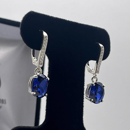 Beautiful 6ctw Oval Cut Sapphire Earrings in Sterling Silver