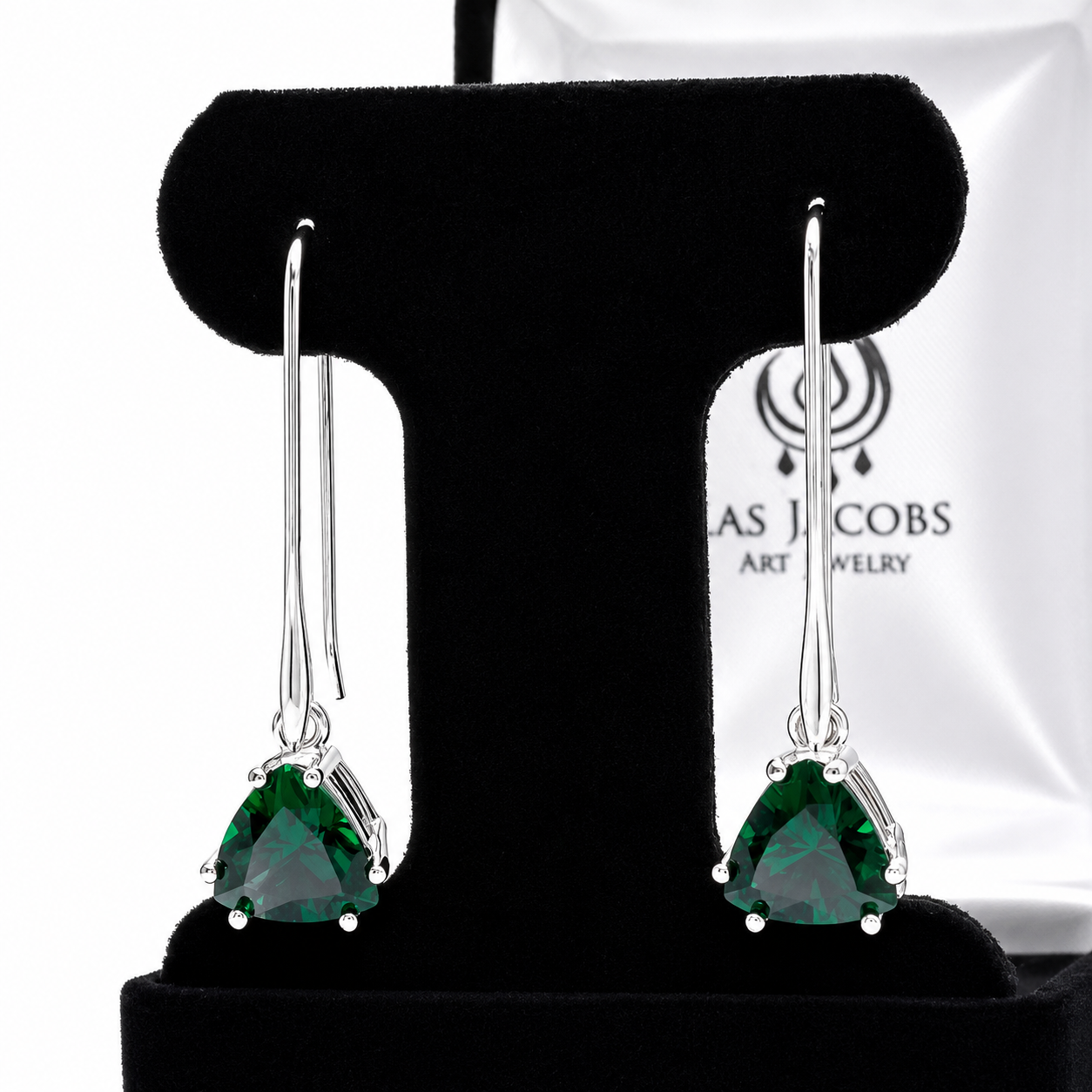 6ctw Trillion Cut Emerald Earrings