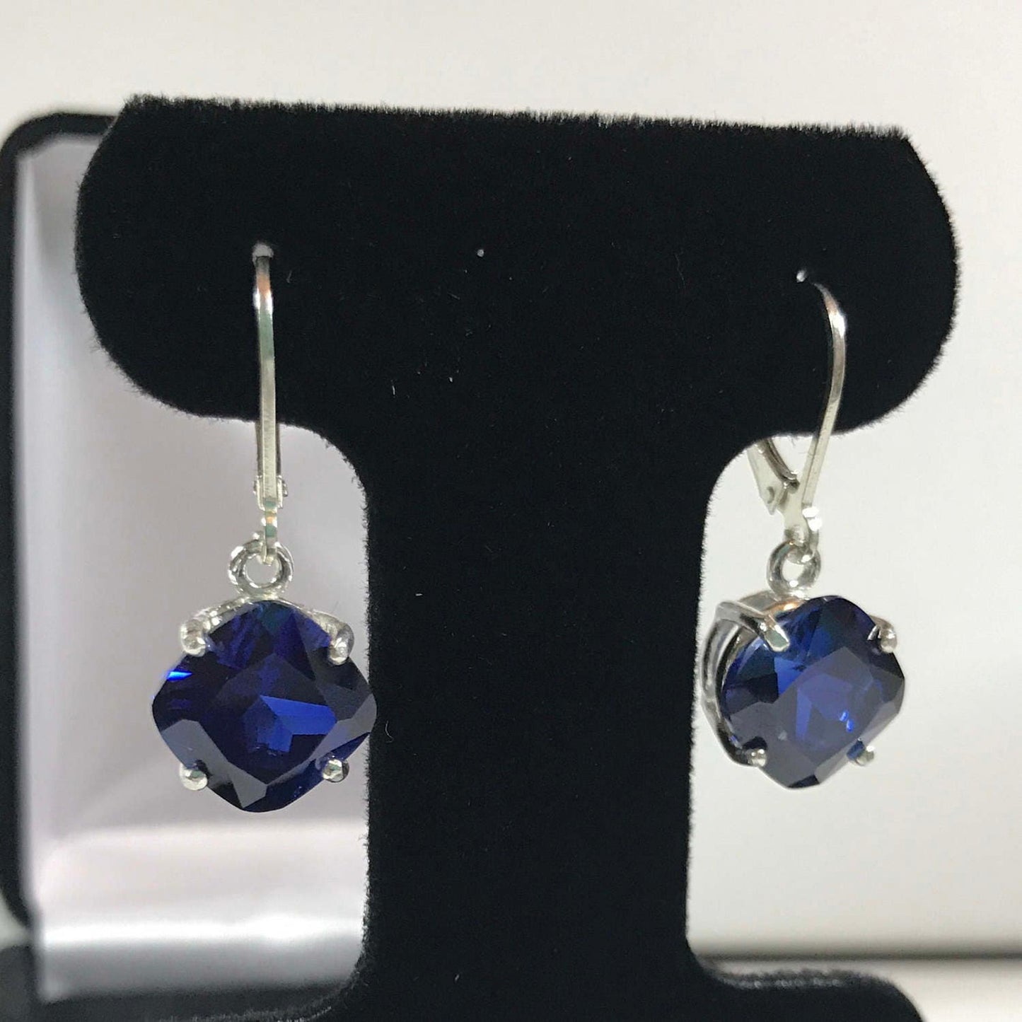 GORGEOUS 10ctw Cushion Cut Sapphire Earrings in Sterling Silver