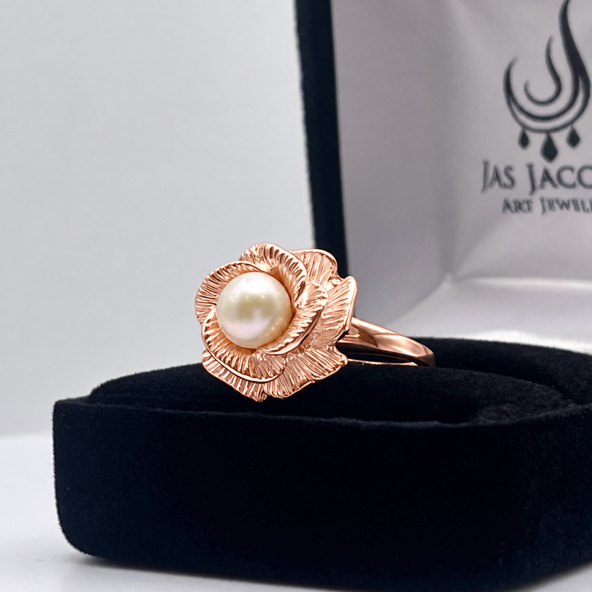 Genuine Akoya Pearl Sculptural Floral Ring